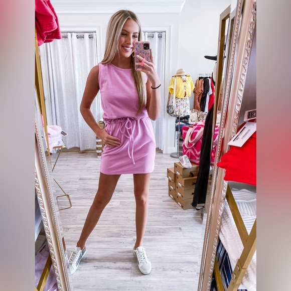 Excellent condition Fate Elastic Waist Terry Dress, Pink-Purple, Size L - Picture 7 of 11